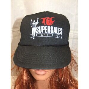 RC Cola Super Sales Patrol vintage black adjustable cap trucker hat mesh RARE